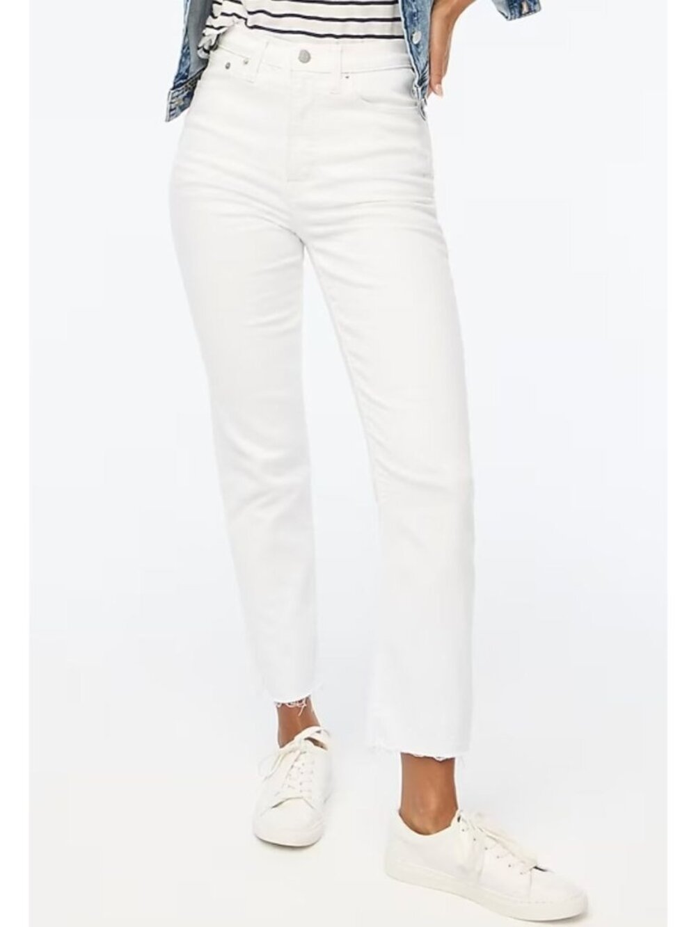 J. Crew Factory White Stovepipe Straight Jean in Signature Stretch Size 35 NWT!